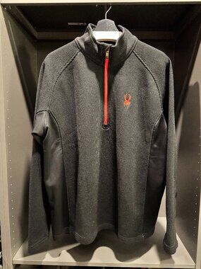 Spyder Outbound Half Zip Core Sweater Men’s XL Black Red Ski Fleece
